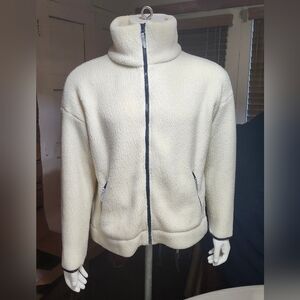 J. Crew Women's Ivory Fleece Sherpa Polartec Long Sleeve Full Zipper Jacket - XL